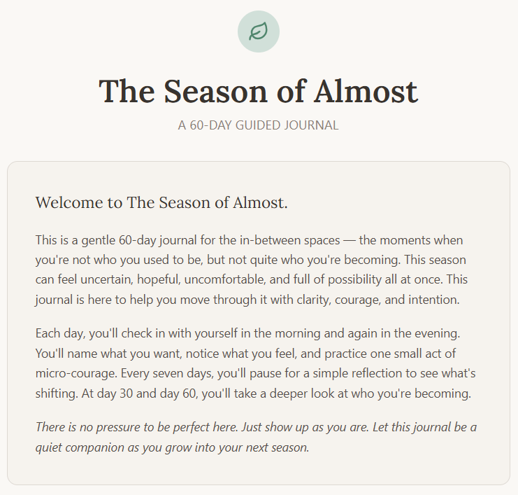 Guided Journal Welcome Page